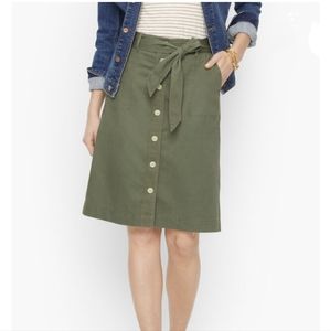Talbots 6P Slub Twill Skirt Olive Green